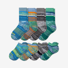 Load image into Gallery viewer, Youth Brush Stripe Calf & Ankle Sock 8-Pack