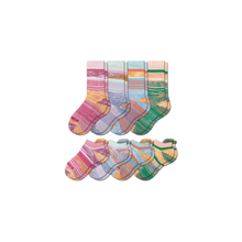 Load image into Gallery viewer, Youth Brush Stripe Calf & Ankle Sock 8-Pack