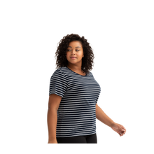 Load image into Gallery viewer, Women's Pima Cotton Nautical Stripe Crew Neck T-Shirt