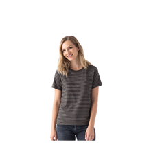 Load image into Gallery viewer, Women's Pima Cotton Striped Crew Neck T-Shirt