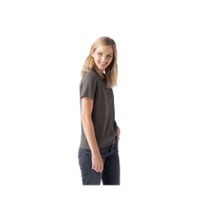 Load image into Gallery viewer, Women's Pima Cotton Striped Crew Neck T-Shirt