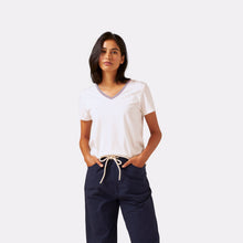 Load image into Gallery viewer, Women's Striped Rib V-Neck T-Shirt