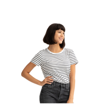 Load image into Gallery viewer, Women's Pima Cotton Nautical Stripe Crew Neck T-Shirt