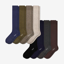 Load image into Gallery viewer, Men's Ribbed Dress Over the Calf Sock 8-Pack
