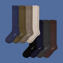 Load image into Gallery viewer, Men's Ribbed Dress Over the Calf Sock 8-Pack

