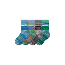 Load image into Gallery viewer, Youth Brush Stripe Calf Sock 4-Pack
