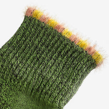 Load image into Gallery viewer, Youth Sesame Street Fuzzy Oscar the Grouch Socks
