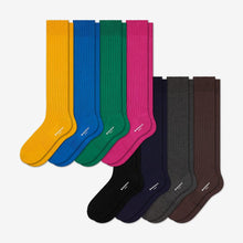 Load image into Gallery viewer, Men's Ribbed Dress Over the Calf Sock 8-Pack
